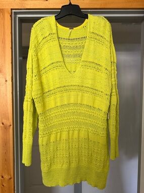 Free People Limelight Open Knit V-Neck Sweater